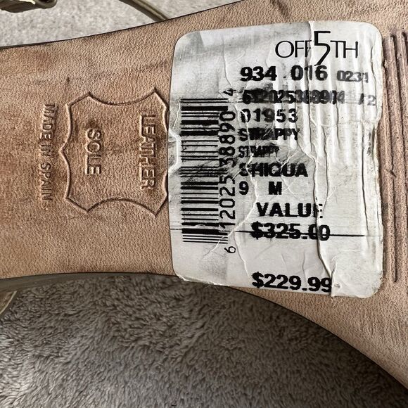 Stuart Weitzman Beige Patent Leather T-Strap Heeled Sandal Women 9 M Neutral - Picture 15 of 16